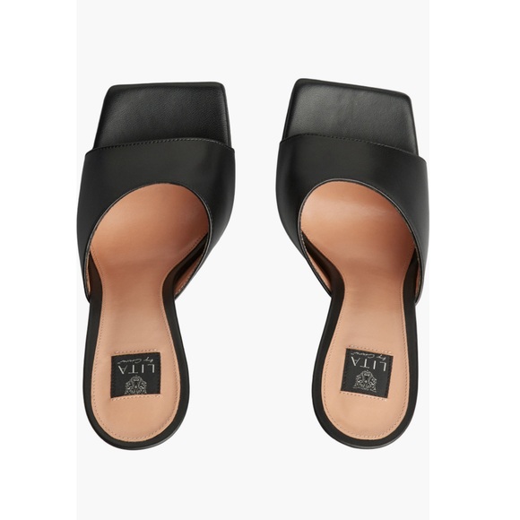 LITA by Ciara Black Solid Square Toe Slide Sandals, L1028-11 Size 42 New in Box - Picture 3 of 14